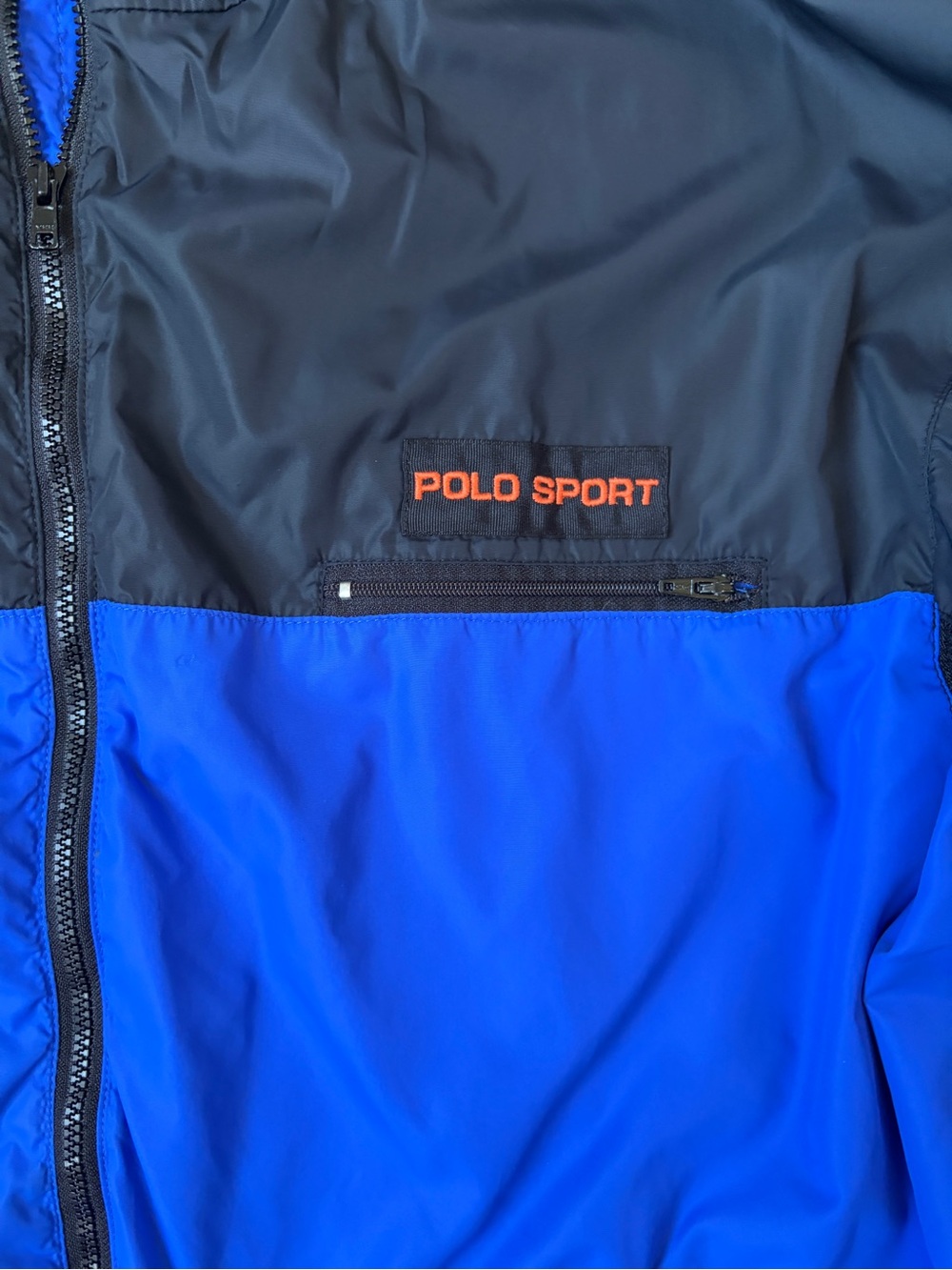 Vintage 90s Polo Sport by Ralph Lauren Blue & Black Colorblock Windbreaker Large - Picture 6 of 14